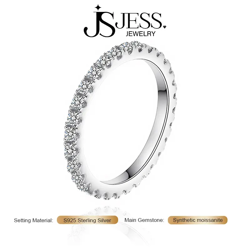【Star Pave】Women's S925 Sterling Silver 1.8mm Radiant Cut Bridal Eternity Ring - Elegant Artificial Gemstone Wedding Band for Female Wear, Multi-Size, Elegant Ring