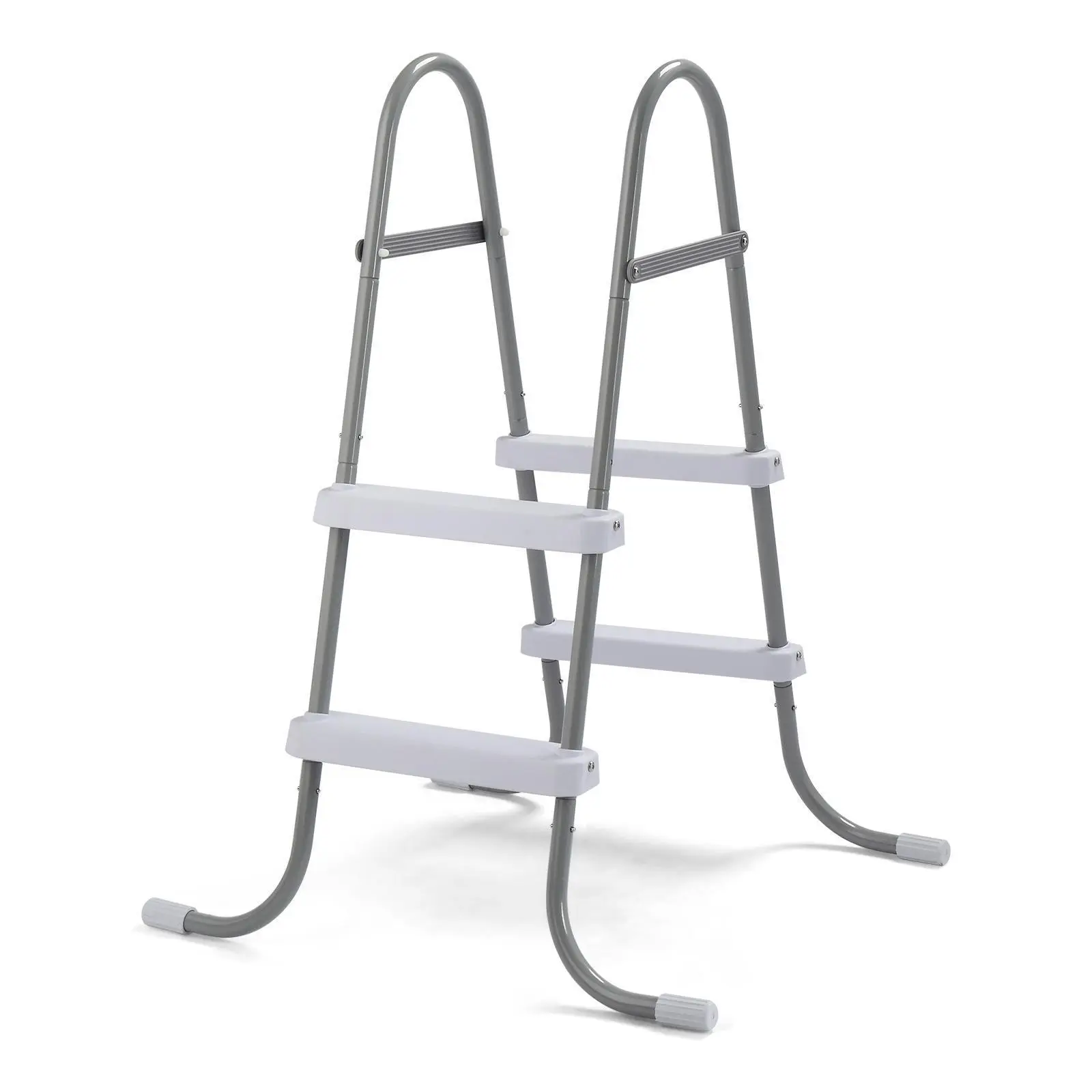 Pool Ladder Above Ground, 33/42/52in Available, Steel Frame Gray with White Steps, Suitable for Wall Height Pools, Outdoor Pool Accessories, Swimming Pool Accessories