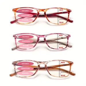 3-Pack Progressive Multifocal Blue Light Blocking Reading Glasses - Unisex.Features spring hinges and three-level vision adjustment. Stylish accessory, comfortable and durable. UV protection. Ideal for computer work, reading, and daily commuting