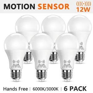 Kasotile Motion Sensor LED Bulb, 12w 3000k/6000k, E26/e27 Base, Indoor Lighting, Energy Efficient, Hallway & Room Illumination