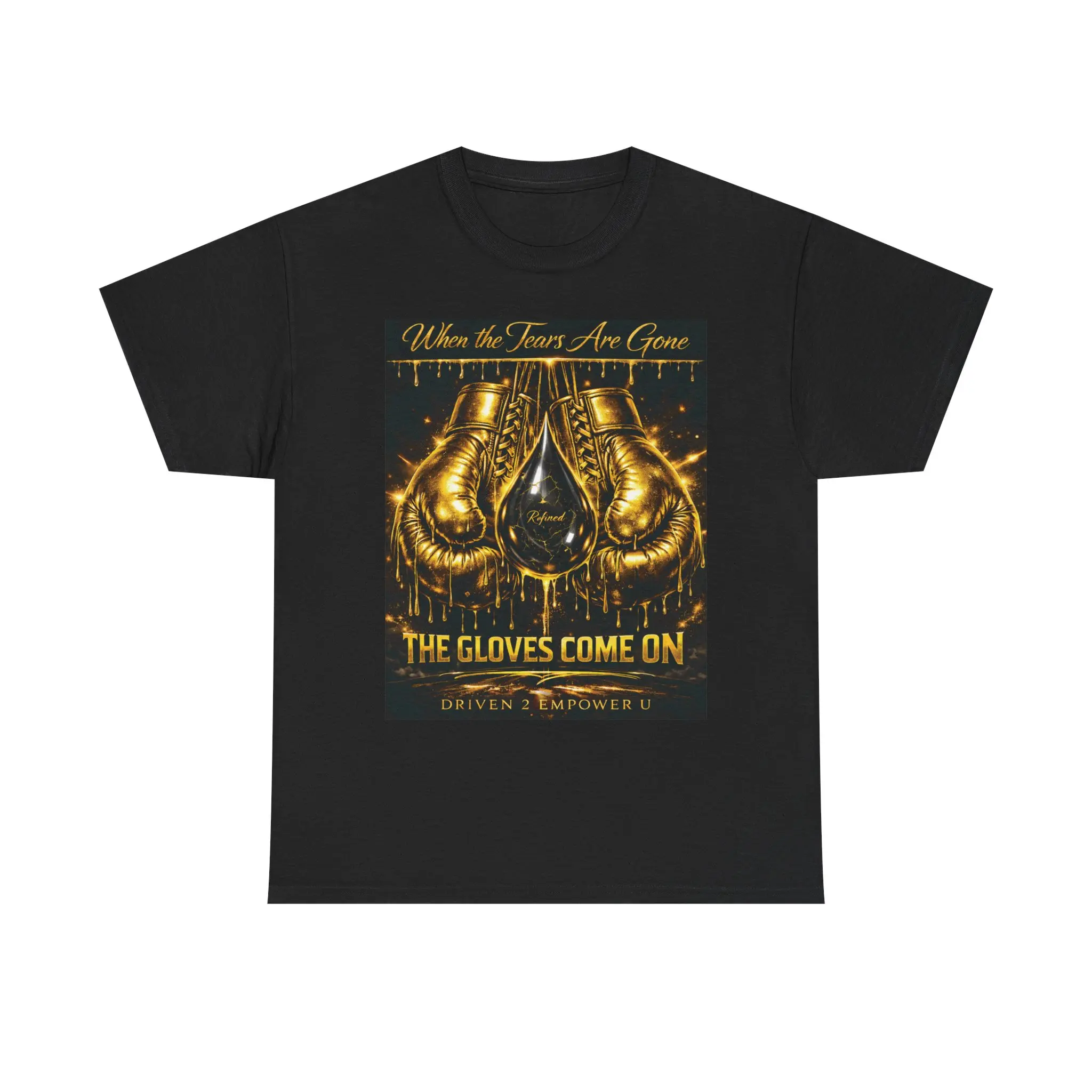 Gold Boxing Gloves Tee | The Gloves Come On motivational boxing shirt