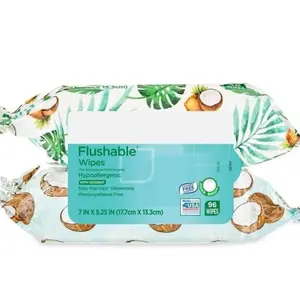 (2 pack ) Coconut Scented Flushable Wipes,2 Flip-Top Packs (96 wipes Total ) Toilet