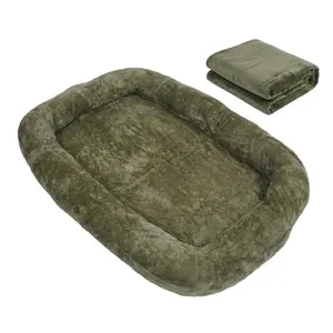 Human Dog Bed 71x47x12in Washable Extra Large Comfortable Pet Bed with Soft Blanket for Sleeping