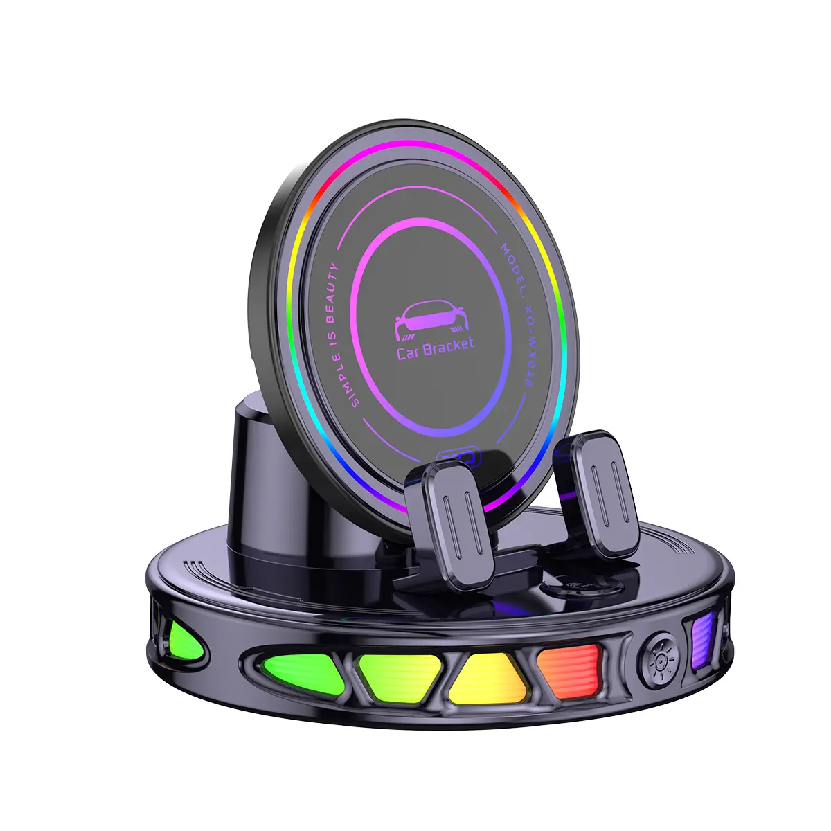 Phone Holder for Car - 360° Rotatable Head, Wireless Charging, Auto Lock, LED Light, Ultra Stable Vacuum Cup, Dashboard & Windshield Mount, Fits iPhone & Android, Car Phone Mounts & Holders