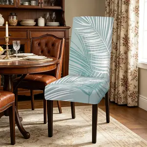 2/4/6PCS Dining Chair Covers, Washable Chair Slipcovers, Bohemian tropical palm leaf printed stretch chair covers, chair protective covers for dining rooms, living rooms, hotels and banquets, easy-to-remove and wash fabric chair slipcovers