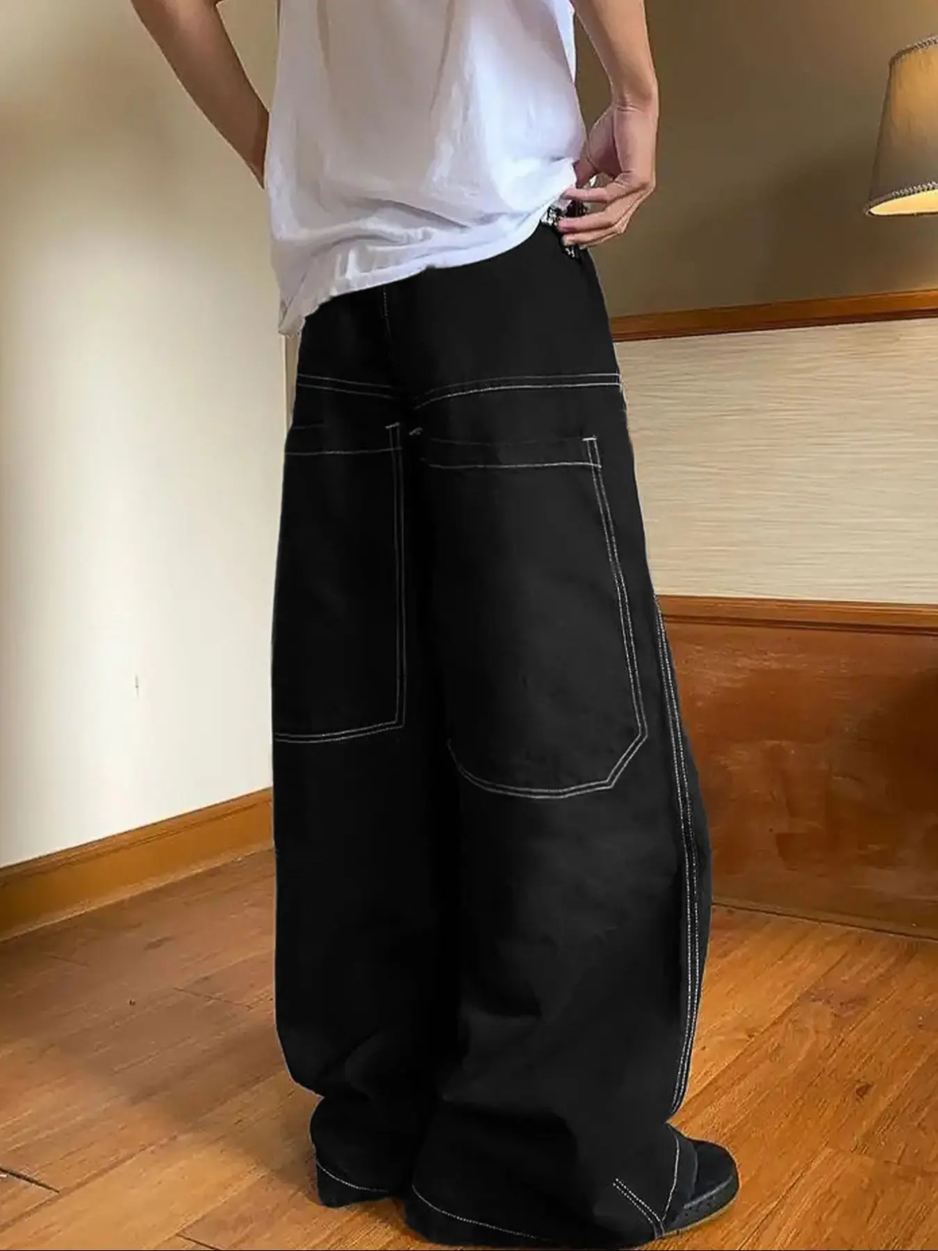 Men's Classic Vintage Street Style Wide Leg Jeans Pants, Washed Denim Long Trousers, New Fashion Streetwear Casual Wear for Men