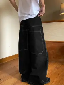 Men's Classic Vintage Street Style Wide Leg Jeans Pants, Washed Denim Long Trousers, New Fashion Casual Wear for Men, Streetwear