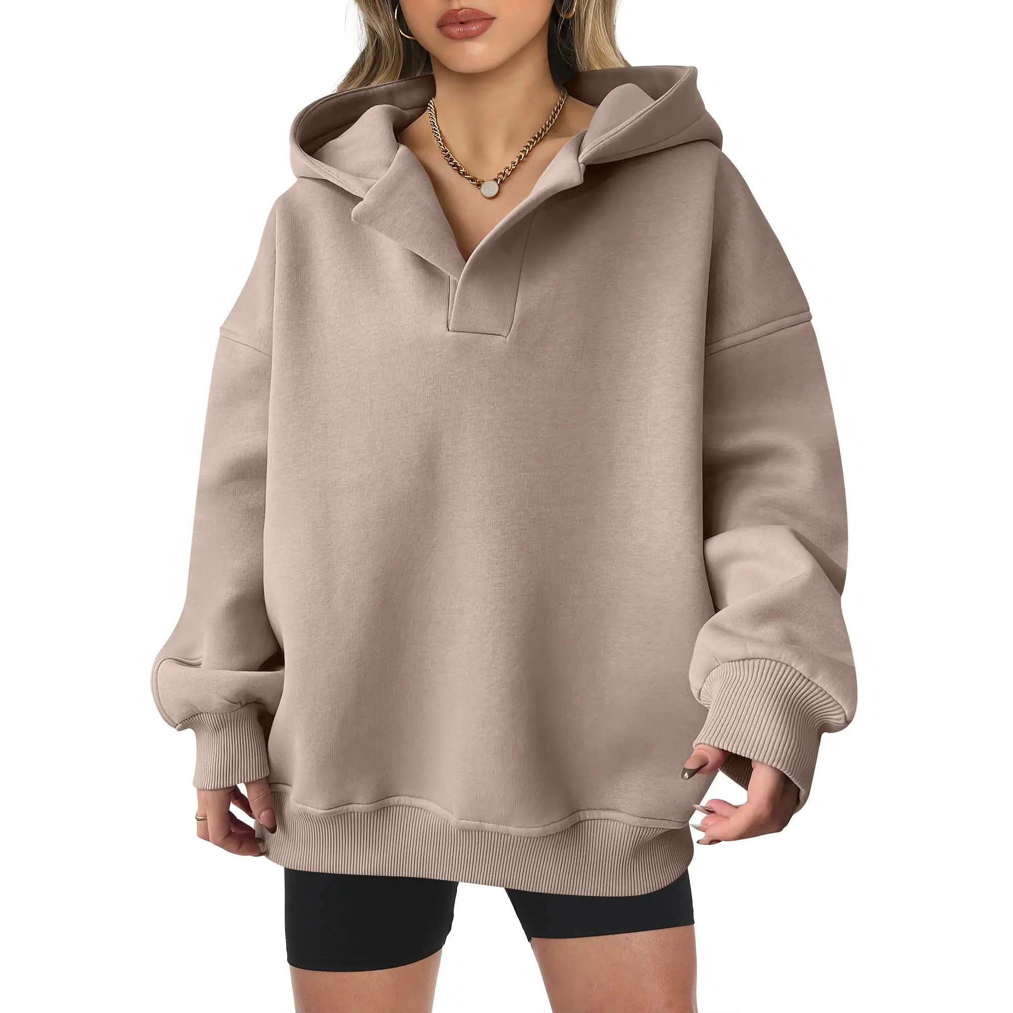 ANRABESS Womens Oversized Hoodies V Neck Sweatshirts Long Sleeve Pullover Casual Fall Teen Girls Preppy Clothes 2026 Trendy Fit Womenswear