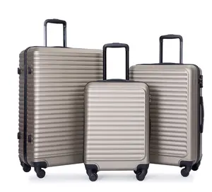 3 Piece Hardside Luggage Set Hardshell Lightweight Suitcase with TSA Lock Spinner Wheels 20in24in28in.(Gold)