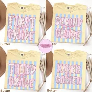 Comfort Colors Custom Grade Teacher Shirt, Personalized Kindergarten to 5th Grade Tee, Back to School Gift, Full Size, Full Color