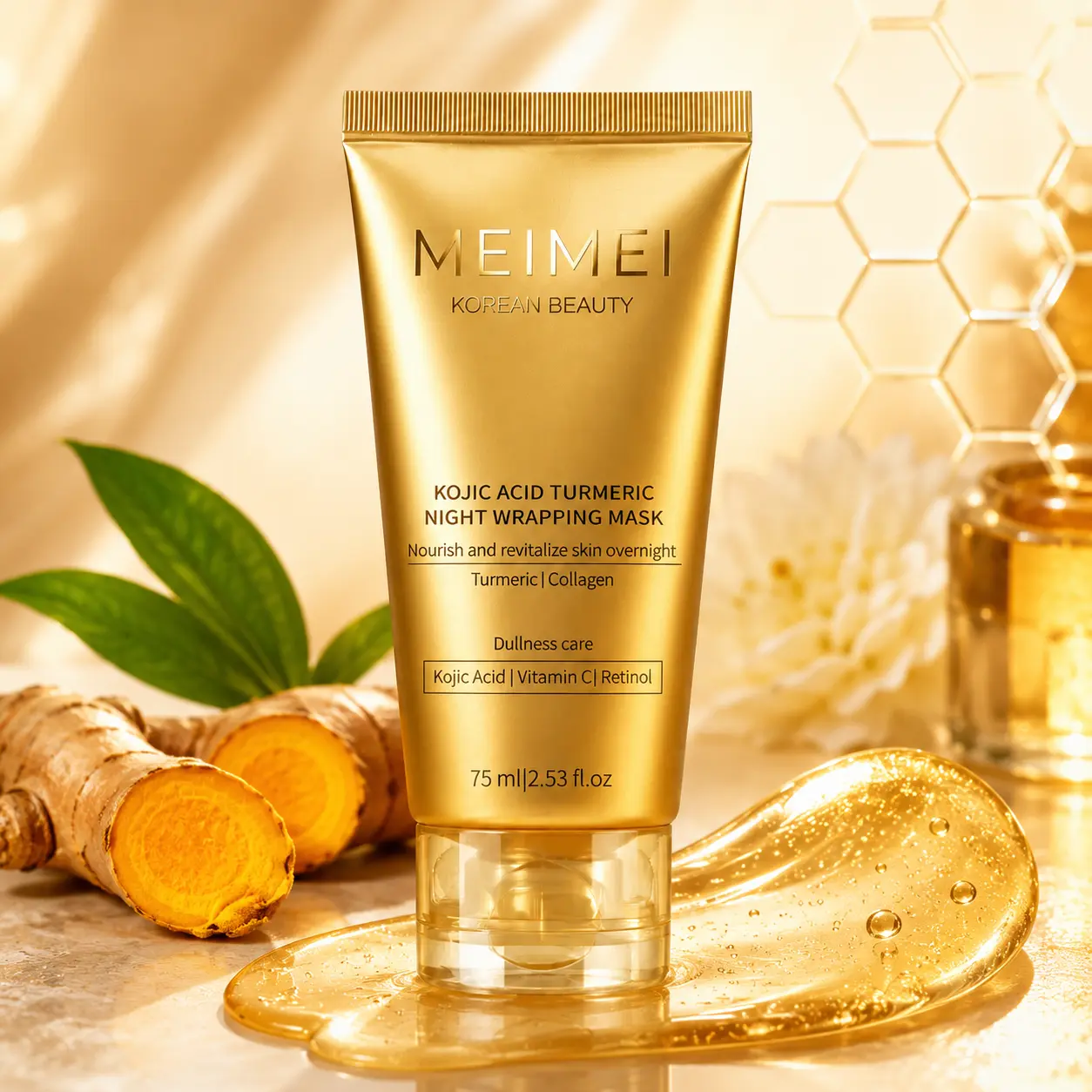 Kojic Acid & Turmeric Gel Face Mask with Niacinamide & Peptides - Hydrating & Brightening Formula for Dull Skin, Dark Spots & Uneven Tone, Fresh, Brightens Hydration Mask Deep Hydrating Mask