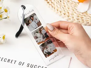 Personalized Photo Bookmark with Tassel - Custom Acrylic Bookmark - Photo Gift - Custom Name Bookmark - Wedding Anniversary Birthday Gift