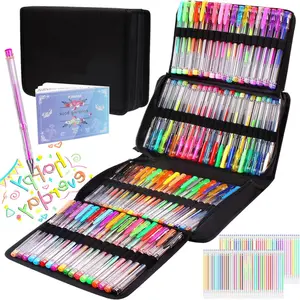 Gel Pens Set for Adult Coloring Books, Deluxe 200 Pack,100 Colored Gel Pens, 100 Refills and Travel Case, with 40% More Ink Gel Art Markers Set for Drawing Journaling Scrapbooking Art Kit Supplies