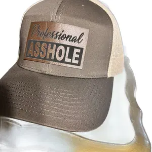 Brown hat with leather patch professional a$$hole