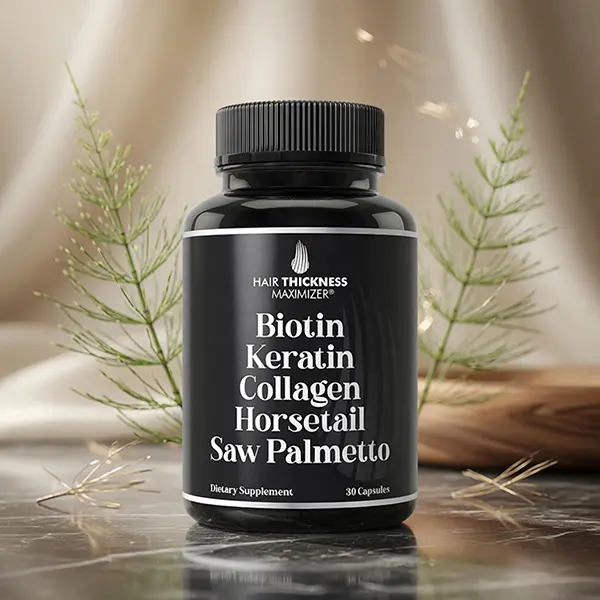 Biotin 5000mcg Hair Growth Supplement with Keratin Collagen Horsetail & Saw Palmetto - 5-in-1 DHT Blocker Capsules for Thinning Hair Support for Women & Men