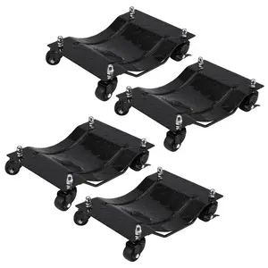 Heavy-Duty Vehicle Wheel Dolly Set of 4 – 6000 lbs Capacity – 360° Rotating Upgraded Nylon Wheels with Brakes – Ideal for Cars, Trucks, Trailers, Motorcycles, Boats – Mobile Base Equipment – Black/Red/White