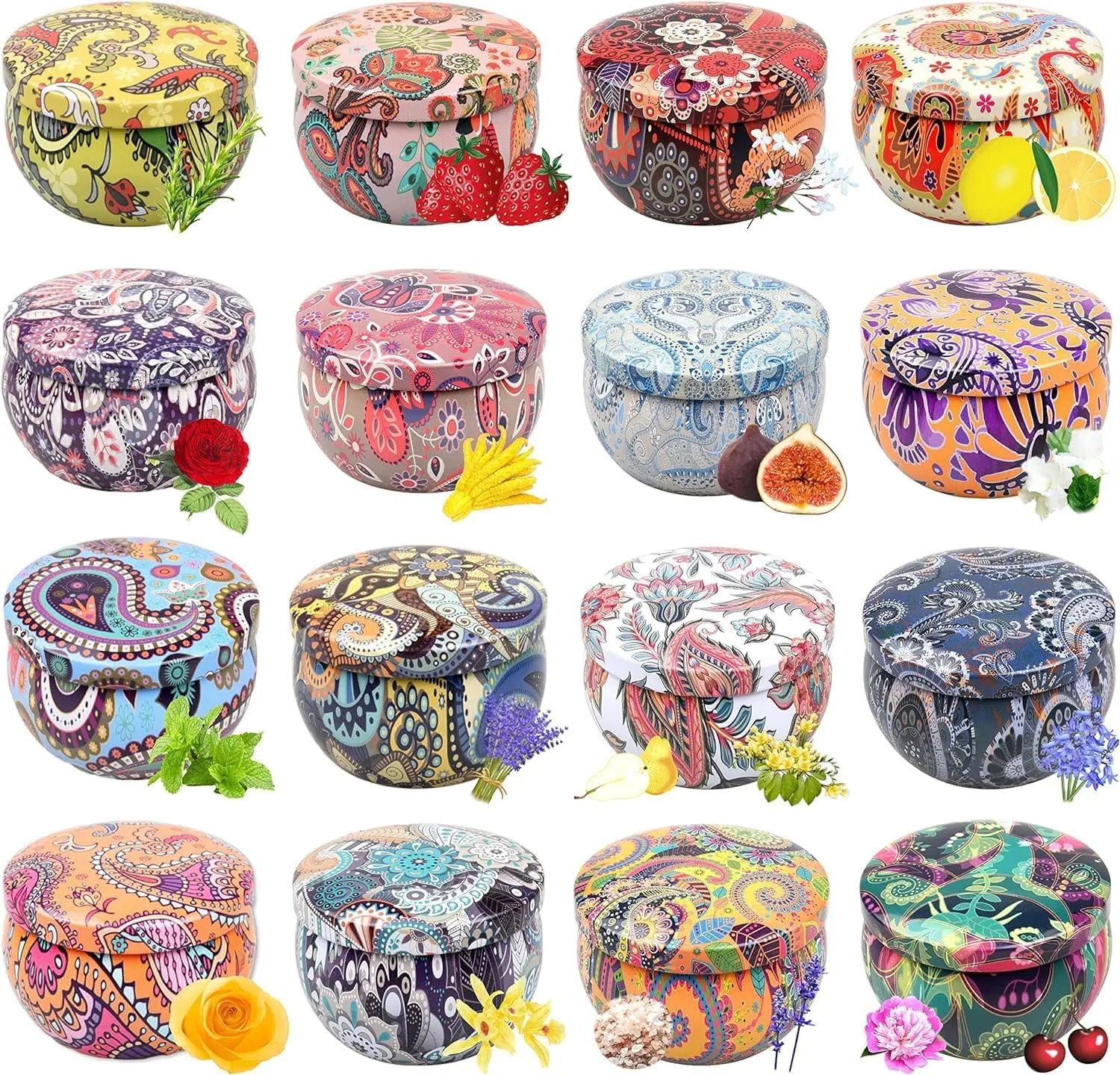 16-Pack Scented Candles Gift Set – Natural Soy Wax Travel Tins with Essential Oils for Relaxation & Aromatherapy Howemon