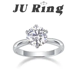 #4 B1 (Six-prong) 1-5 ct 925 Sterling Silver Lab-Grown Moissanite Main Ring Gifts for Women Stacks