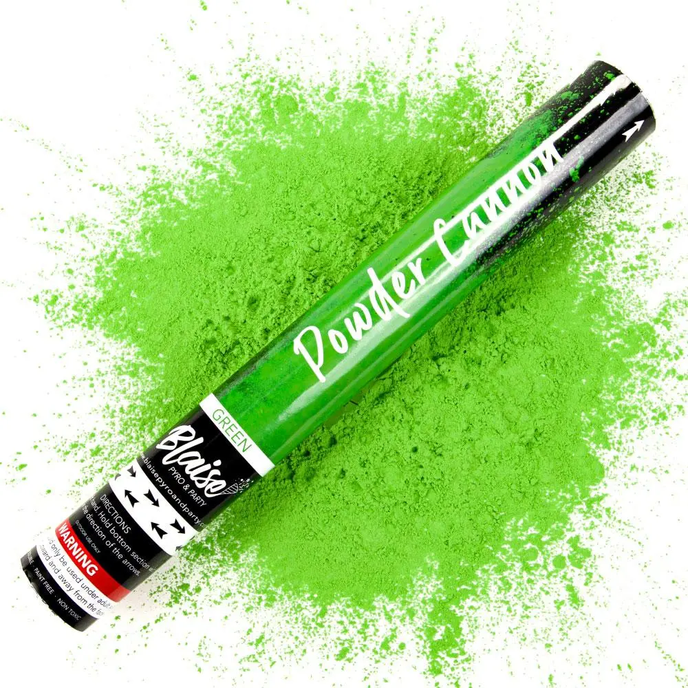 Biodegradable Green Powder Confetti Popper - 16 in Long, 2 in Diameter, Outdoor-Only Party Spray, Shoots Up to 20 ft, Wind-Dispersible Festive Party Decor Supplies, 2 Inches Diameter