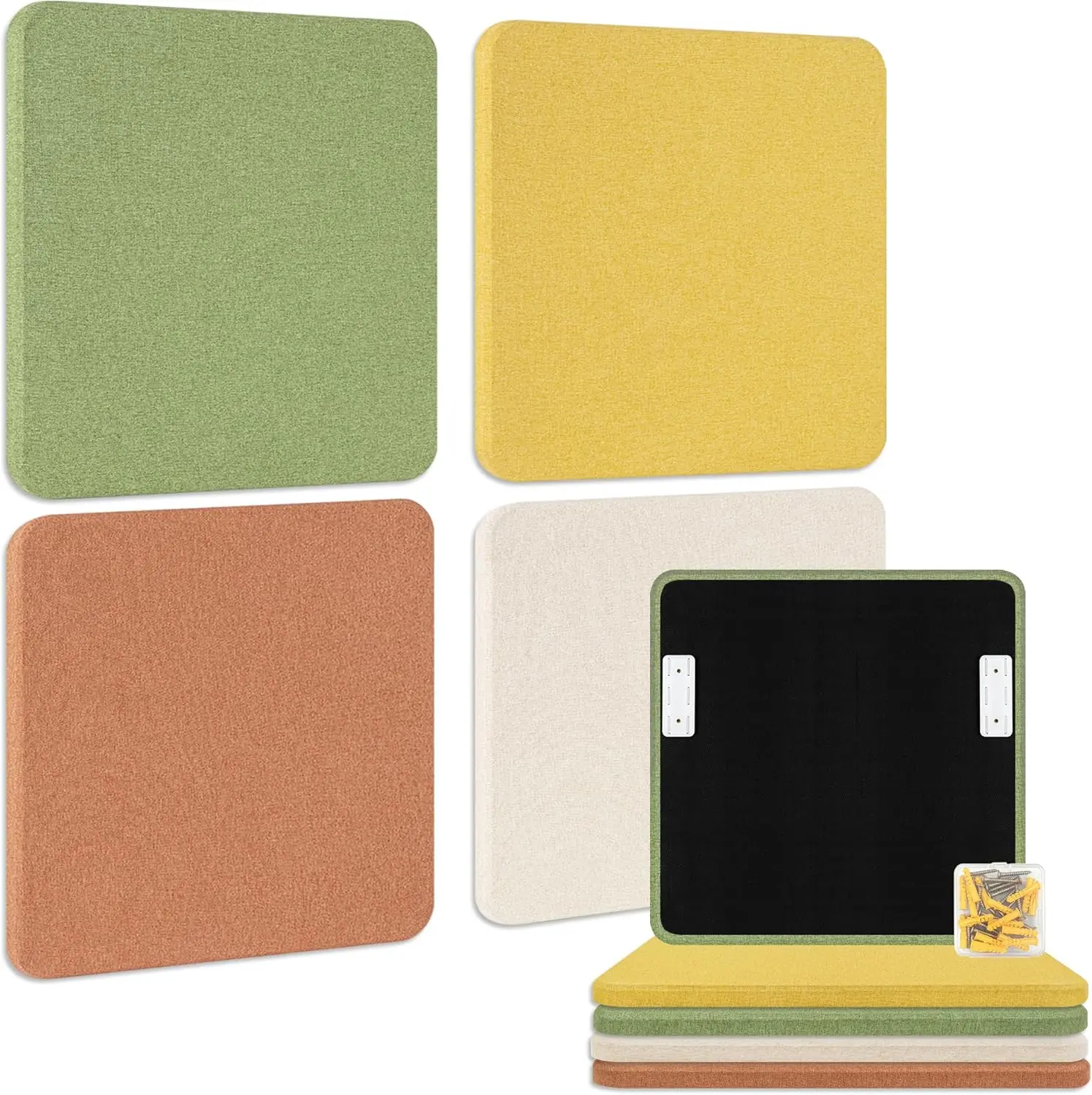 BUBOS 4 PCS Acoustic Panels 23.6''x23.6'', Sound Absorbing Panels for Wall, Decorative Fabric Soundproof Panels, Sound Deadening Panel for Studio, Office & Home Theater,Ember