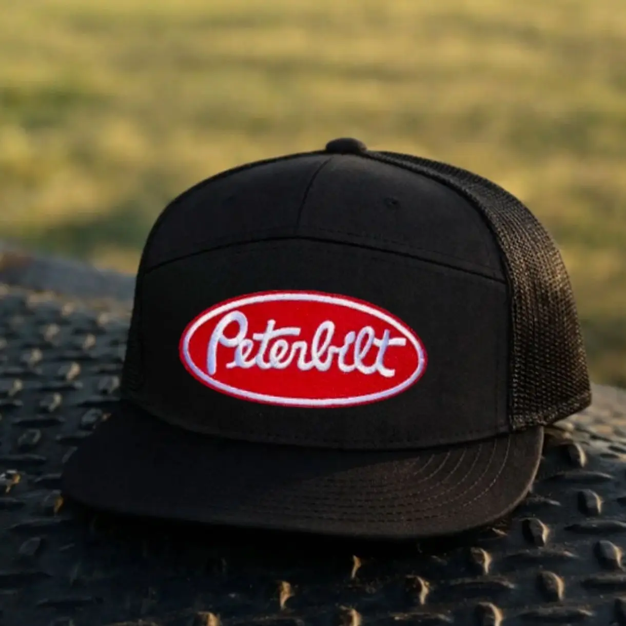 Peterbilt Logo Red Vintage Snapback Trucker Hat Mesh Back Yupoong 6006 trucker hat