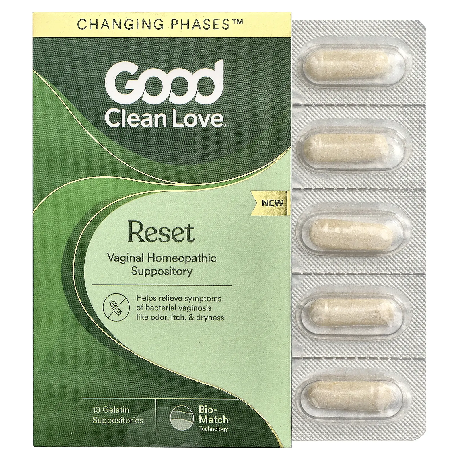 Good Clean Love Reset, Vaginal Homeopathic Suppository, 10 Gelatin Suppositories | HSA/FSA Eligible