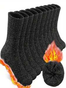 Men's Warm Socks 5 Pairs Sock Set, Extreme Cold Weather -40°c/-40°f, Heavyweight Knit Winter Socks, Elastic Openings, Us Size 7-13, Outdoor Activities