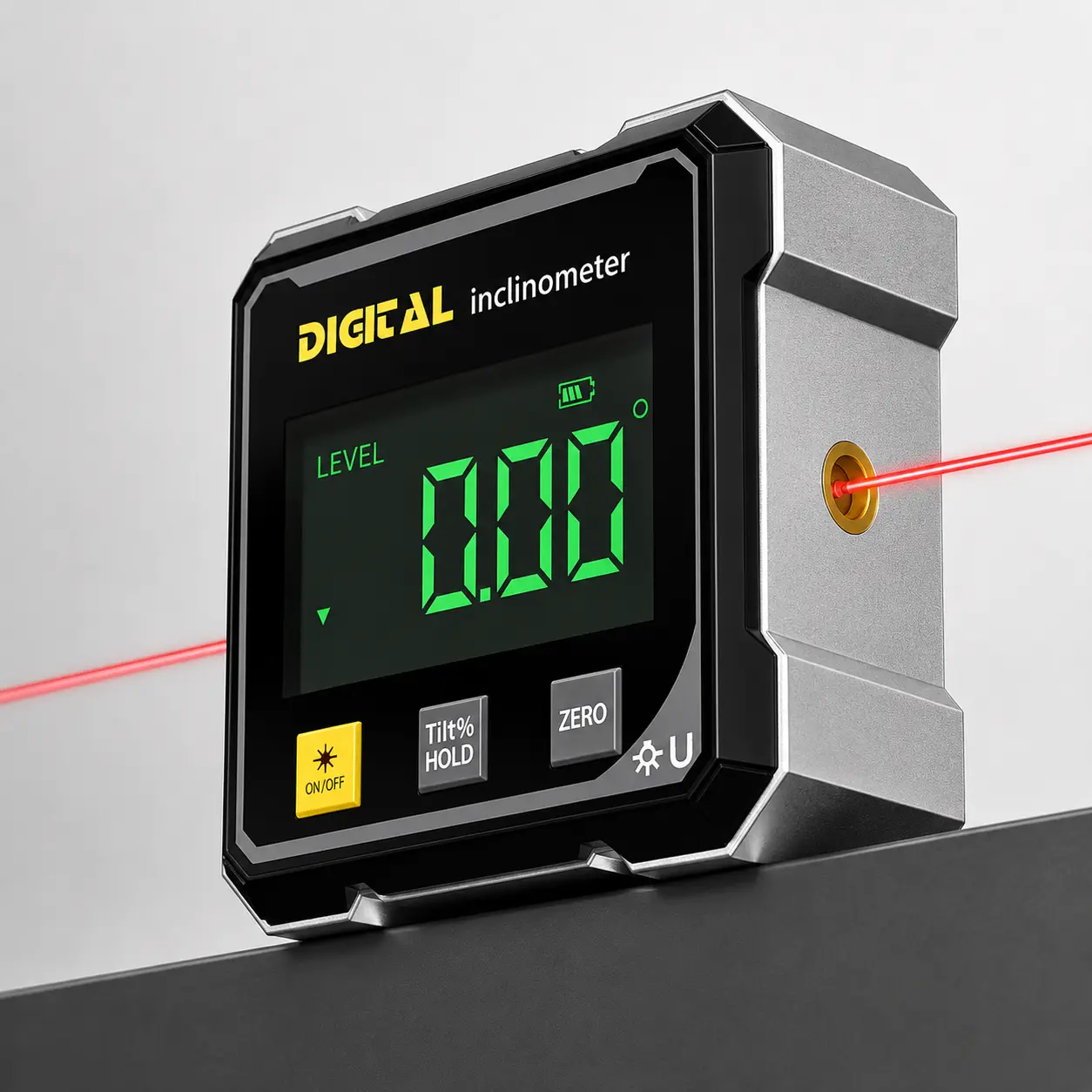 Compact Laser Digital Angle Finder - 4-Side Magnetic Inclinometer Cube Angle Gauge with Laser Alignment for Precision Woodworking Table Saw Miter Measuring