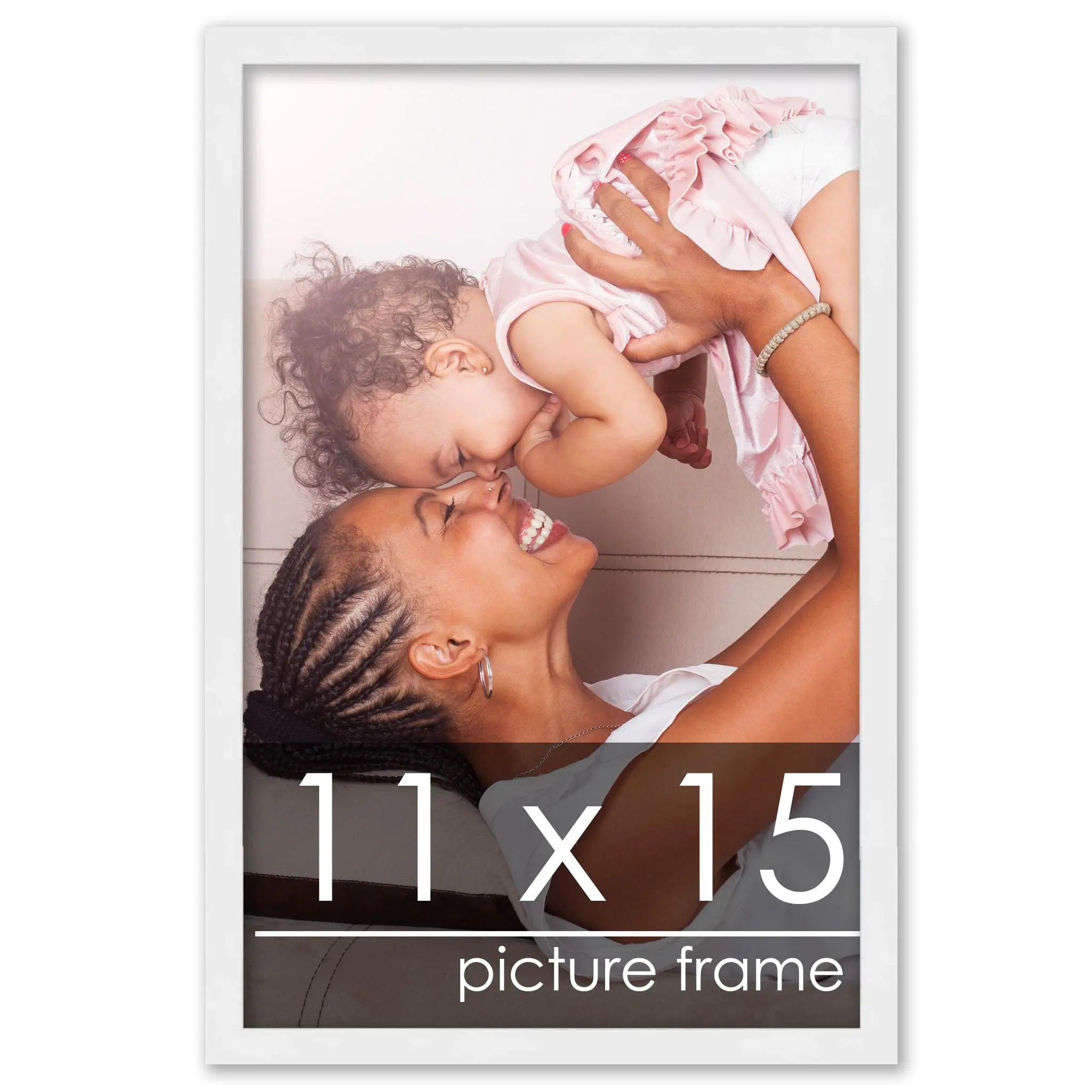 11x15 White Wood Picture Frame - UV Acrylic, Foam Board Backing, Hanging Hardware