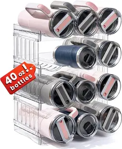 Gracenal Water Bottle Organizer for 40 oz Tumbler with Handle, Pantry Kitchen Organizers and Storage for Cups Accessories, Stackable Water Bottle Holder Wine Rack Gifts, 4Pack
