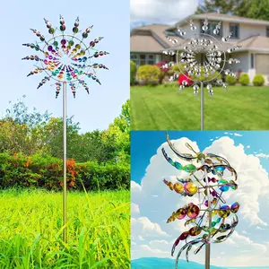 Colorful Metal Dynamic Garden Windmill Decorative Weather Vane, 36 Inch Sunflower Shape Rotating Decoration, Durable Outdoor Yard Art, Garden Sculptures Statues