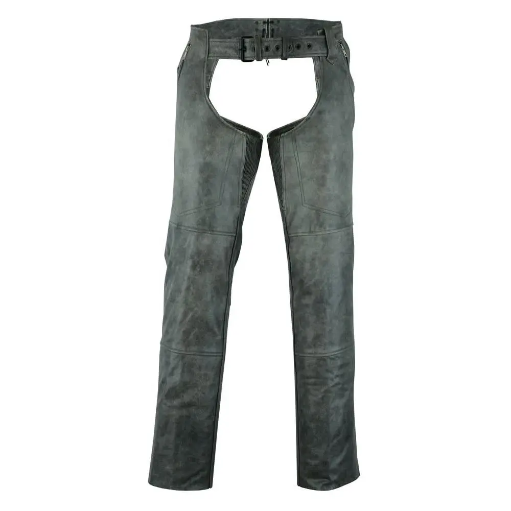 Erova™ Unisex Gray Motorcycle Leather  Chaps