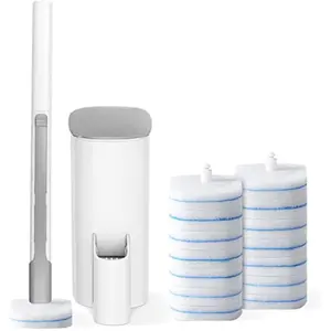 Disposable Toilet Brush - Toilet Bowl Cleaner, Toilet Cleaning Supplies, Toilet Brush with Holder, 14 Refills for Deep Cleaning and Hygienic Bathroom Maintenance