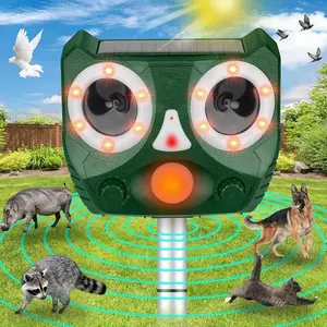 Outdoor solar-powered animal repellent device - Bird alarm device for repelling birds - Cat repellent tool - Ultrasonic rodent repellent device for mice, weasels, raccoons - Mouse Rat Deterrent - Suitable for yards, farms, gardens
