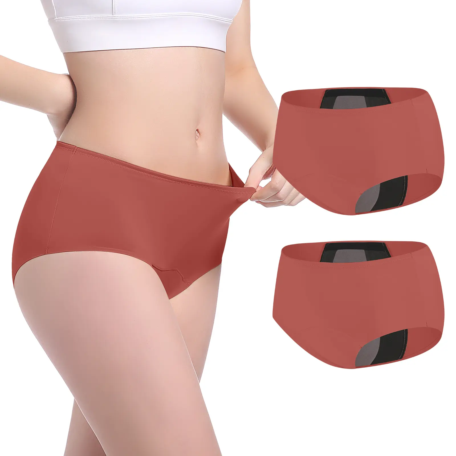 CARER Women's Reusable Incontinence Underwear (2-Pack) - High-Waisted Nylon-Spandex Blend, Discreet, Breathable, Comfortable, Waterproof, Leak-Proof, 150ml Day Absorption Capacity, Suitable for Postpartum Incontinence Users