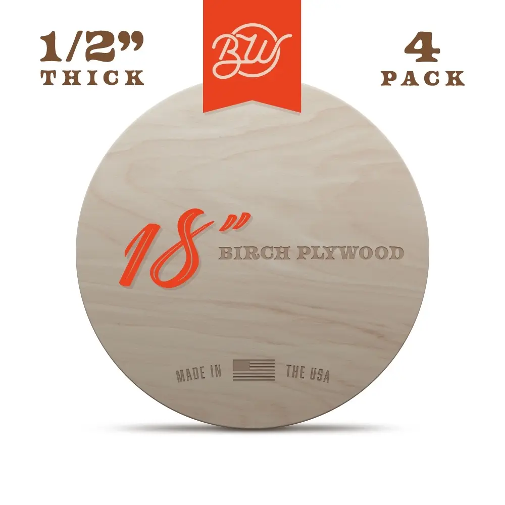 4 Pack of 18-inch Birch Plywood 1/2inch Thick Rounds for Crafting and DIY Projects - Door Hangers