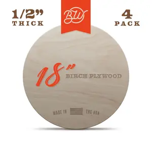 4 Pack of 18-inch Birch Plywood 1/2inch Thick Rounds for Crafting and DIY Projects - Door Hangers