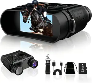 Night Vision Goggles-Digital Night Vision Binoculars with 8X Zoom & 32GB Card, 4000mAh Rechargeable IR Night Vision for Complete Darkness, Camping Gear, Gifts for Men