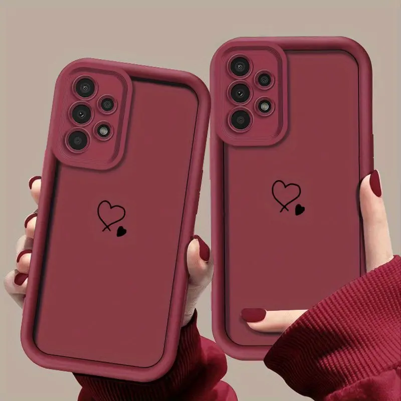 Phone case: Minimalist Dual Heart Fashion Pattern Phone Case for Galaxy A01/A02S/A03/A03s/A05/A10s/A11/A12/A13/A14 5G/A15 4G/A20s/A21s/A22/A23/A30s/A31/A32/A34/A50/A51/A52/A52s 5G/A53 5G/A54 5G/A70/A71/A72/A73 5G/S20/S21/S22 5G/S22+ 5G/S22 Ultra