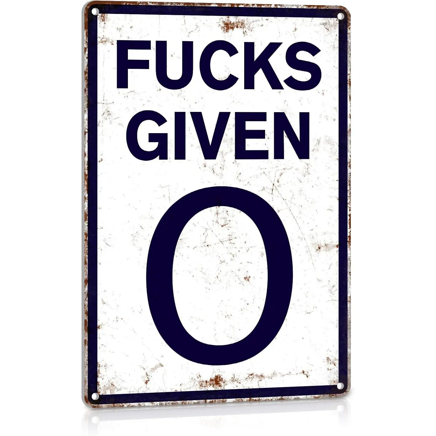 Industrial "0 Fucks Given" Parody Speed Limit Rectangle Vintage Metal Tin Plaque, 12x8 in (20x30 cm) Hanging Vintage Plaque Decoration for Garage Alt Room Decor Home Supplies
