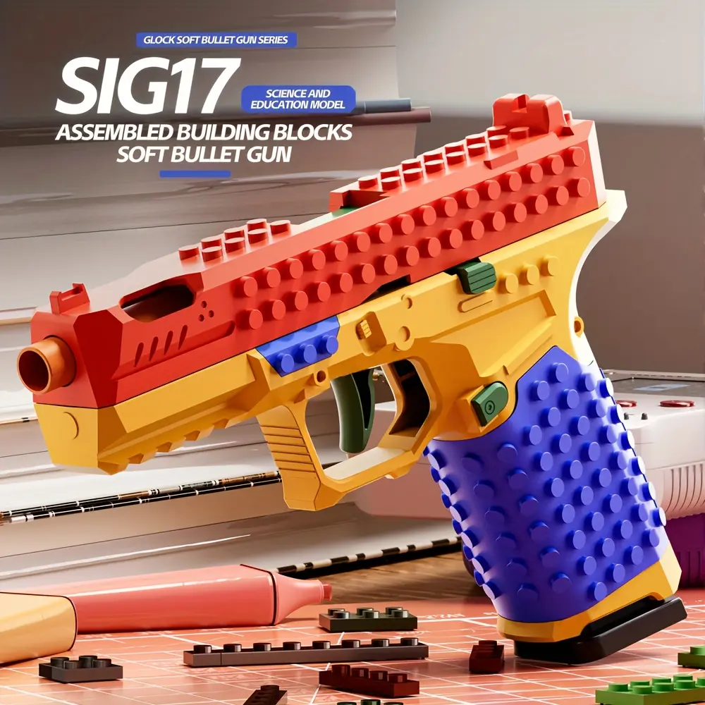Automatic Ejection Building Blocks Gun - with Bullet Casings, STEM Construction Set with Realistic Bullet Launcher Mechanism, Safe Non-Poisonous Building Blocks for Teens & Adults, Parent-Child Assembly Kit, 2026 Christmas Birthday Gift for Boys &
