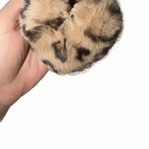 Brown Leopard Heart Fluffy Bag Charm - Soft and Cozy Accessory for Your Bag