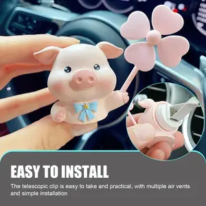 Cute Pig Small-Size Resin PVC Car Vent Clip Aroma Diffuser, Unique-Look Spinning Fan, Gift for Women (Sports & Outdoor, Fan Shop, Gaming Use)