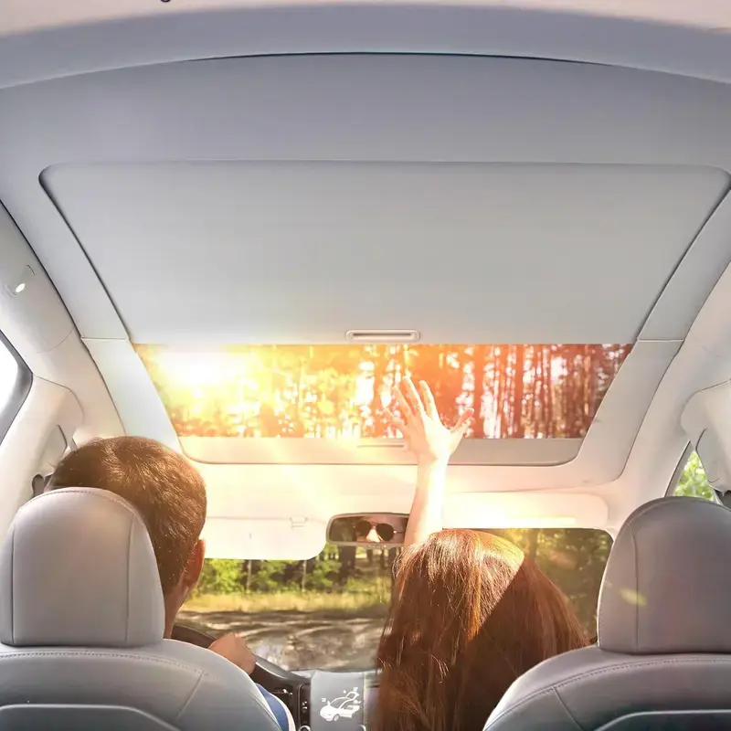 Car Sunroof Glass Sunshade, Suitable For Tesla Model 3 2017-2026 And Model Y 2020-2024, New Model Y 2025-2026, Manual Sunroof Sunshade, Can Be Manually Stretched To Block Heat And UV, Car Accessory