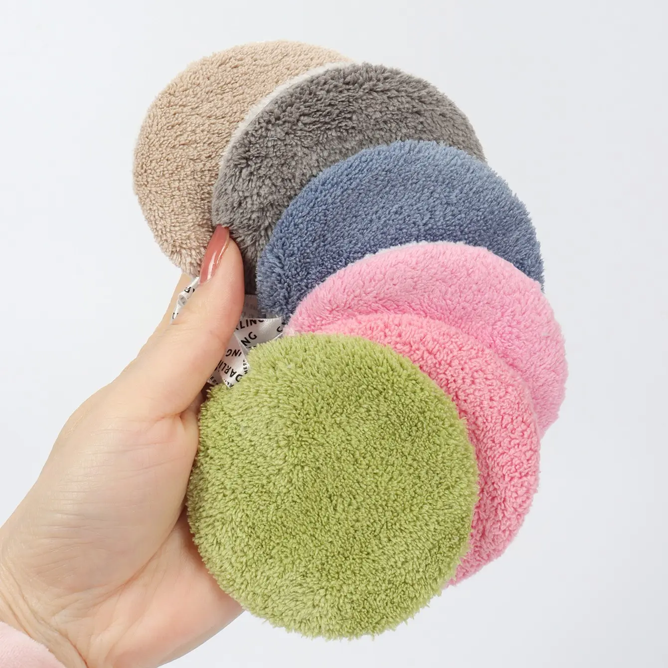80 Round Absorbent Face Cleansing Pads 6pcs, Facial Cleansing Pads, Reusable Washable Makeup Remover Cloth, Cleansing Cloths, Makeup Remover Tool, Double-Sided Plush Sponge for All Skin Types