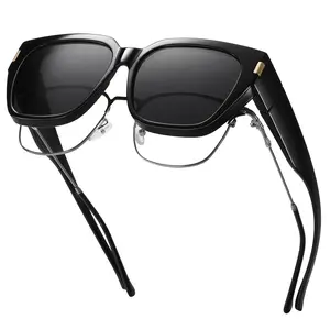 LNNCCD Fit Over Glasses Sunglasses for Women Men Trendy Square Wrap Around Shades UV400 Protection Lightweight TR90 Frame Polarized Over-Glasses Style prescription