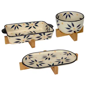 Temp-tations Old World Essential 3-pc Bakeware Set w/ Wood Trivets