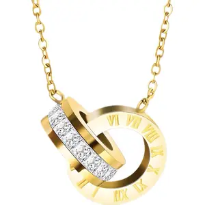 Glozzo Intensity 18K Gold Plated Stainless Steel Necklace with Cubic Zirconia Inserts tiffany heart necklace