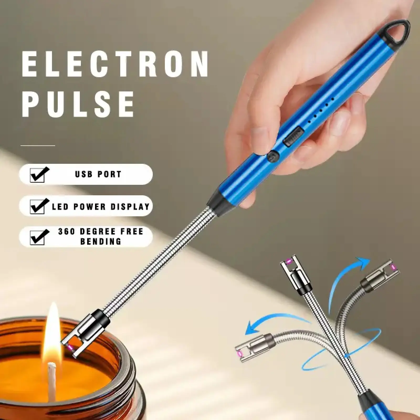 Portable Rechargeable Electric Candle Igniter Torch - Kitchen Gadgets, Kitchen Utensils, Aluminum Bushcraft Cooking Tool, Pink-Orange Gradient, Mothers Day/Birthday Gifts for Mom from Daughter Son, Portable Rechargeable Lighters
