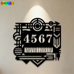 1pc "4567 Never Give Up" Metal Wall Art, Motivational Number Statue Mural, Ideal Gift for New Year, Graduation, Inspirational Decor Enthusiasts,  Metal Wall Decor , Perfect for Home Office Wall & Garden Fence, Empowering Indoor-Outdoor Decor